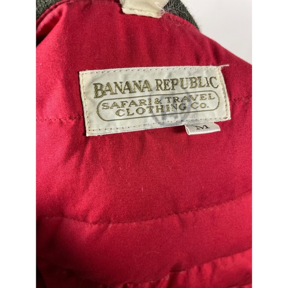 Banana Republic Safari Travel Olive Green Vest Utility Pockets Mens Medium FLAW - Picture 7 of 10